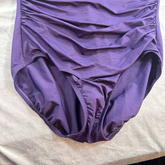 Lands' End Women's Slendersuit Grecian Low Leg One Piece Swimsuit - Picture 3 of 8